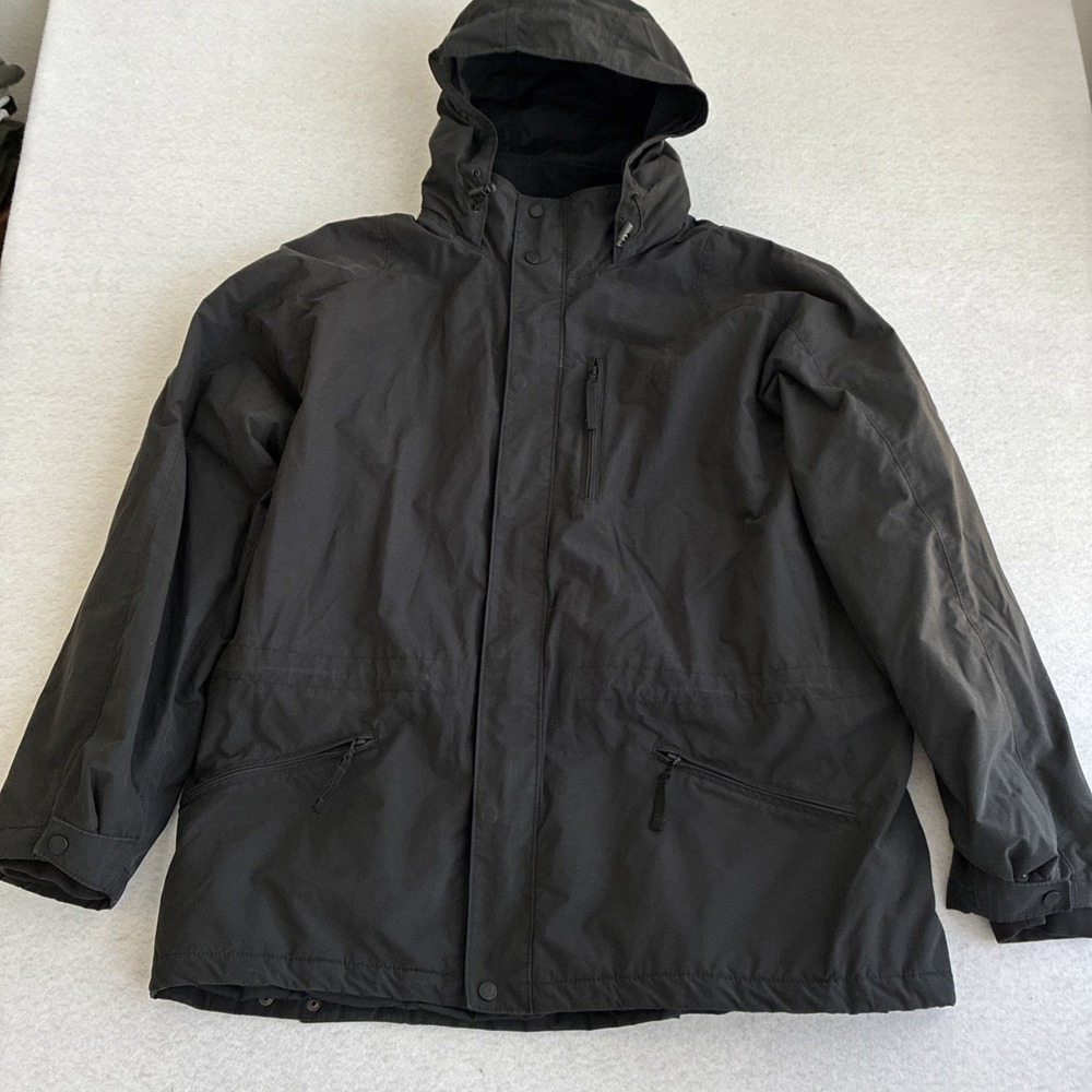 Vintage Polo Ralph Lauren Hooded Anorak Utility Jacket Black Fleece Lined XXL